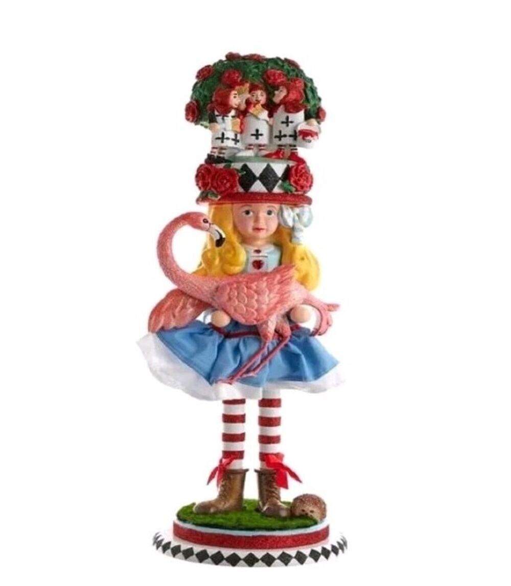 Kurt Adler Hollywood Alice in Wonderland W/ Flamingo Nutcracker 19" Original Box
